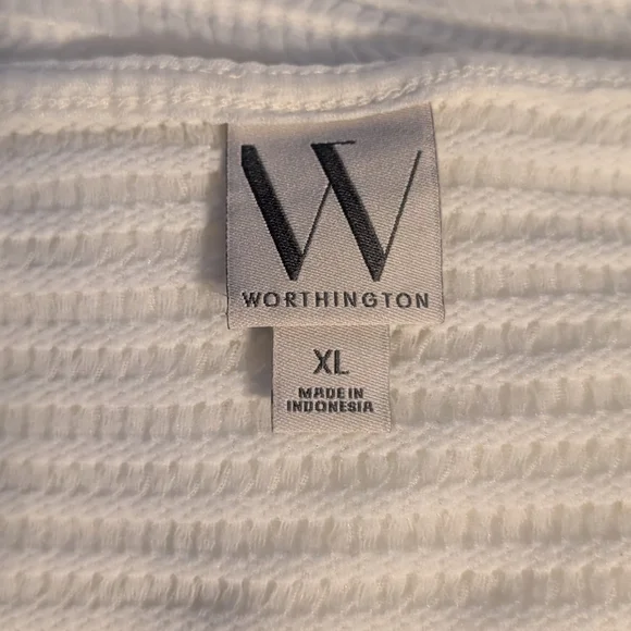 Nwt Worthington White Textured Women's Blouse Stretch Dress Casual Xlarge - Picture 8 of 8